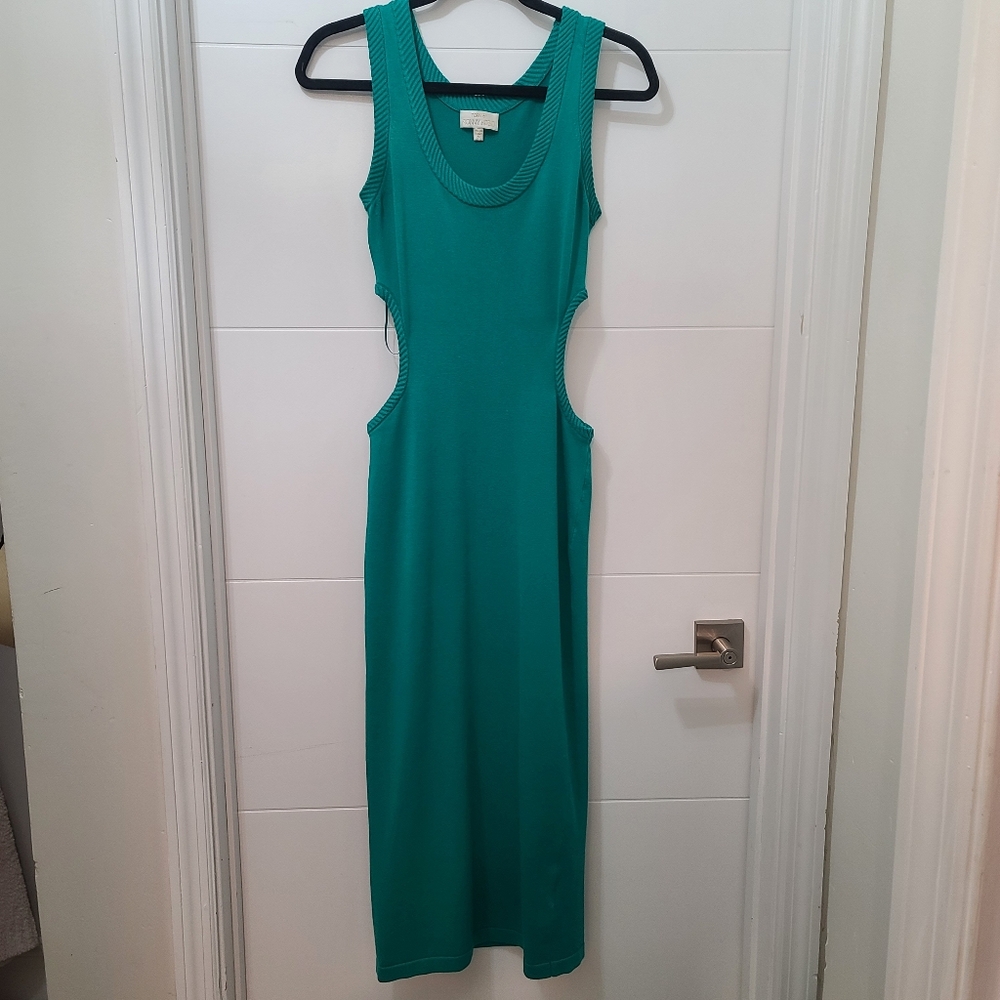 Torn by Ronny Kobo Aqua Side Cutout Knit Maxi Dress Sz Small